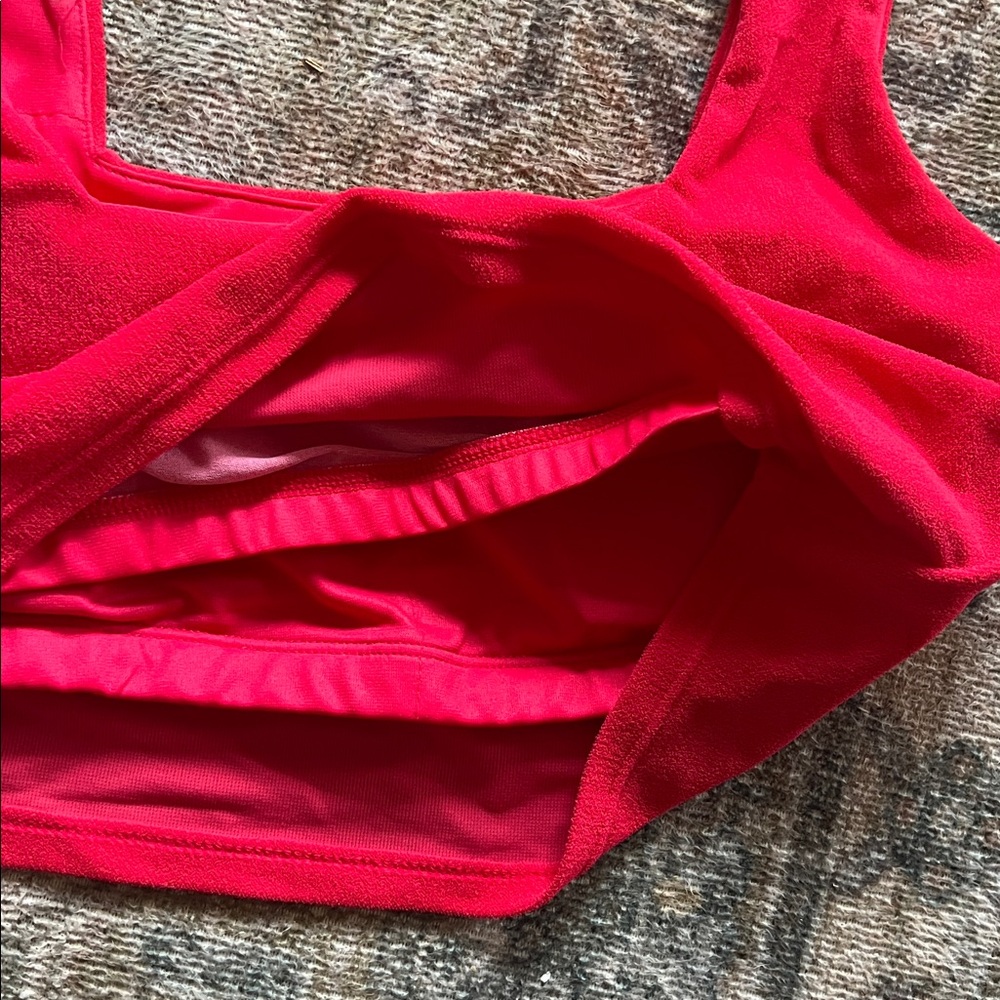 Albion Fit pink glow Olivia Vibrant Square-Neck Crop swim Top - Picture 5 of 5